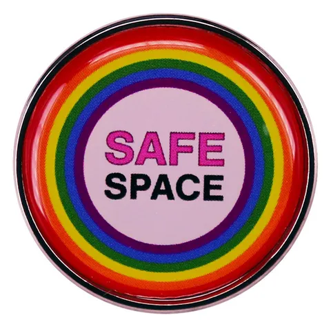 Épinglette en Émail Arc-en-Ciel Safe Space Badge Rond en Alliage Métallique Accessoire Décoratif pour Vêtements Sacs Bijoux