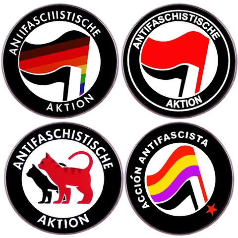 Broche Redondo de Esmalte de Acción Antifascista Insignia de Aleación de Metal Anti Guerra Paz Alfiler de Solapa Para Ropa Mochila Unisex Joyería de Moda