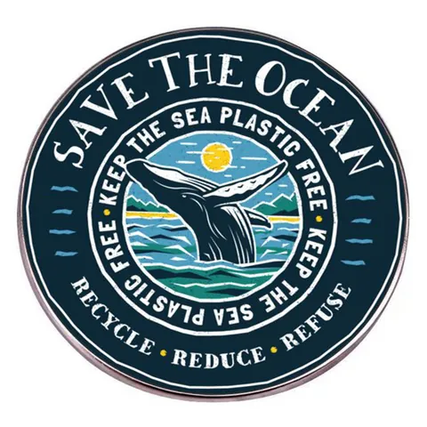 Save The Ocean Spilla in Smalto Balena Blu Distintivo in Metallo Lega Keep Sea Plastic Free Regalo Ambientalista Uomo Donna
