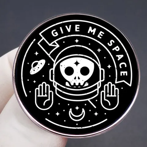 Give Me Space Astronaut Skull Enamel Pin Alloy Cartoon Brooch UFO Moon Star Space Badge For Backpack Clothes Accessories