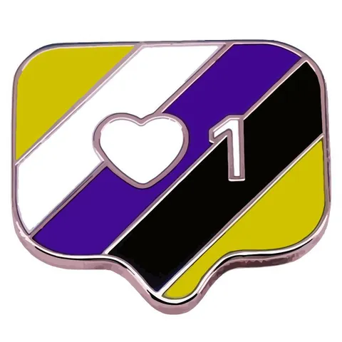 Pin Esmaltado Corazón Bandera Orgullo No Binario Burbuja Notificación Redes Sociales Insignia Aleación para Ropa Mochila