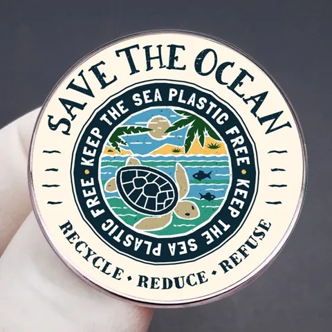 Broche Tortue de Mer Save The Ocean en Alliage Métallique Badge Environnemental Keep Sea Plastic Free Bijoux Rétro