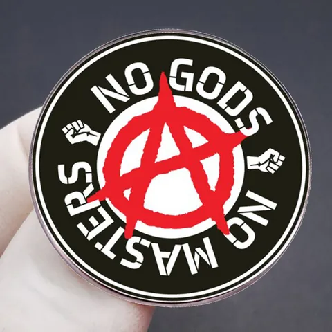 Simbolo di Anarchia Né Dio Né Padrone Spilla in Lega Distintivo in Metallo Punk Per Vestiti Zaino Cappello Unisex