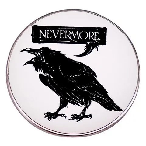 Broche de Cuervo Nevermore de Edgar Allan Poe Pin Redondo Vintage de Aleación de Metal para Mochila Ropa Joyería Literaria Unisex