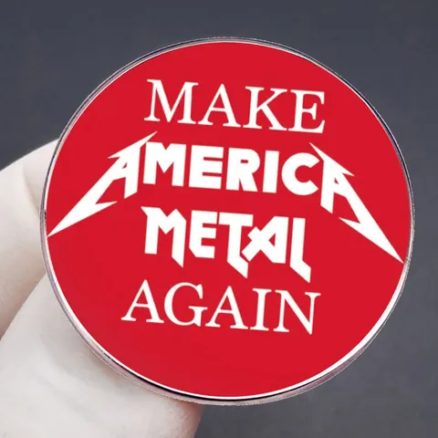 Spilla in Metallo Rotonda Make America Metal Again Spilla in Lega Stile Rock Band Heavy Metal per Gioielli Unisex Regalo