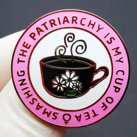 Φεμινιστική Καρφίτσα Σμάλτου Smashing The Patriarchy Στρογγυλή Κράμα Φλιτζάνι Τσαγιού Λουλούδι Καρφίτσα Κόσμημα Δώρο Γυναίκες