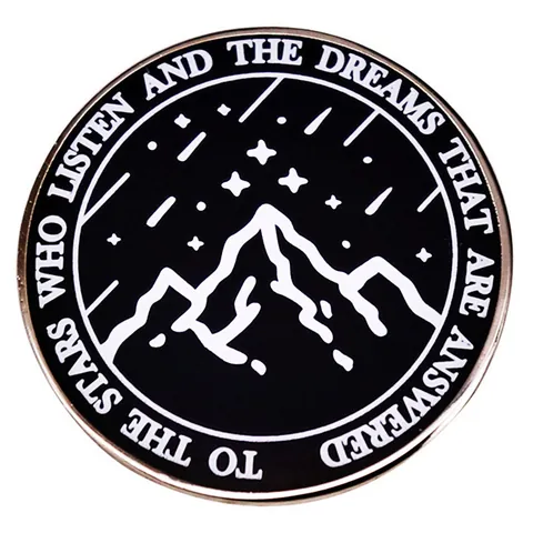 Spilla in Smalto Montagna e Stella Ispiratrice Citazione To The Stars Who Listen Distintivo in Lega Gioielli Regalo Unisex