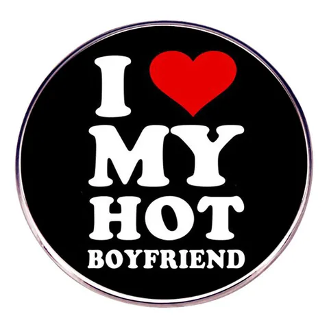 Divertido Broche Redondo De Aleación Con Eslogan En Inglés I Heart My Hot Mom Dad Boyfriend Girlfriend Pin De Esmalte Para Decoración De Bolsas Y Ropa