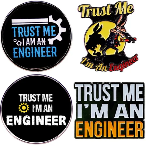 Divertente Spilla in Smalto Ingegnere Trust Me I Am An Engineer Distintivo per Risvolto in Lega Accessorio Regalo per Studenti Meccanici