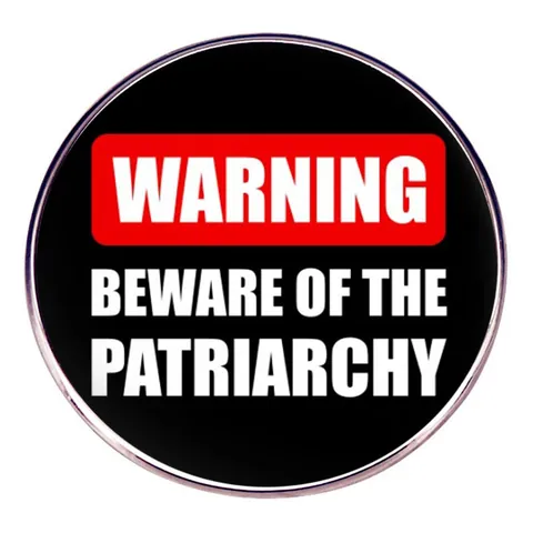 Round Alloy Warning Beware Of The Patriarchy Brooch Badge Feminist Metal Enamel Pin For Clothing Bags Accessories Unisex