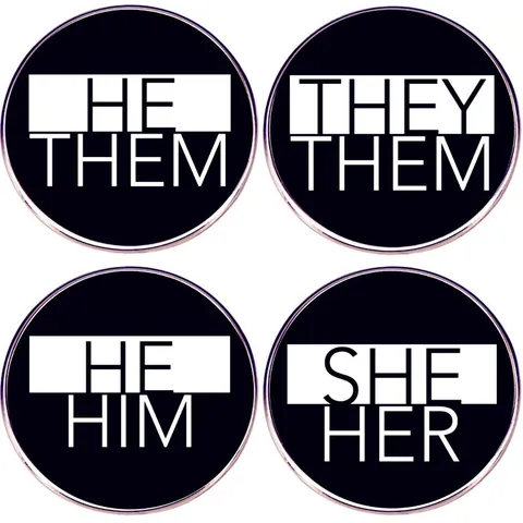 Pin Redondo de Aleación de Esmalte Unisex con Pronombres Joyería de Identidad Social HE HIM SHE HER THEY THEM Pines de Género