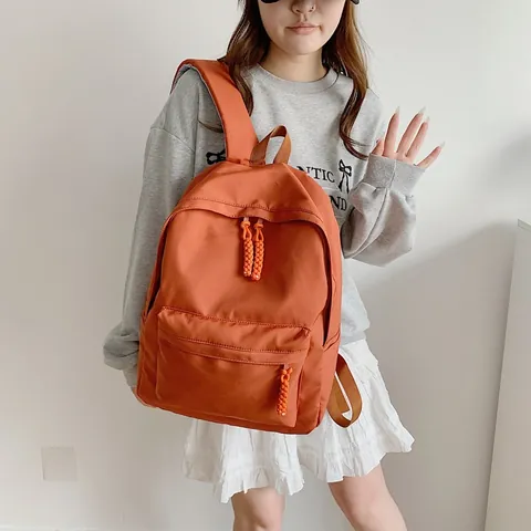Large Capacity Nylon Backpack For Women Japanese Korean Style School Bag With Weave Zipper Pulls For High School Students