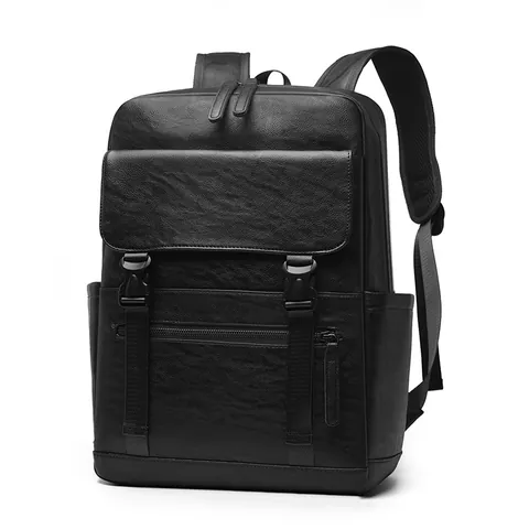 Sac à Dos Business pour Hommes en Cuir PU Imperméable Sac pour Ordinateur Portable 15,6 Pouces Motif Litchi Vintage Grande Capacité Sac à Dos de Voyage