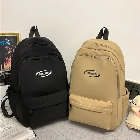 Minimalist Nylon Large Capacity Waterproof School Backpack For Teens Girls Boys Letter Print Ins Style Travel Daypack