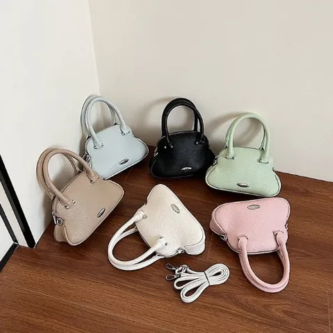 Minimalist PU Leather Handbag For Women Lychee Pattern Solid Color Crossbody Bag With Adjustable Strap Fashion Shoulder Bag