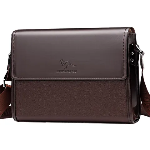 Men Business Casual PU Leather Crossbody Bag Waterproof Messenger Shoulder Bag With Multi Compartments For Daily Office