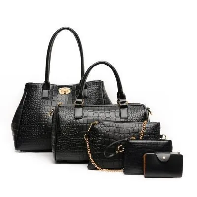 Borsa da Donna in Pelle PU con Motivo a Coccodrillo Borsa a Mano Boston Borsa a Tracolla Pochette Portafoglio Elegante Ufficio