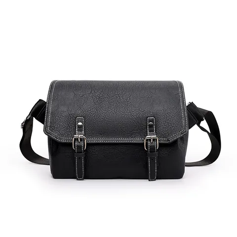 Vintage Herren PU Leder Messenger Tasche Wasserdicht Litschi Textur Schultertasche Mit Kontrastnähten Business Pendler Tasche
