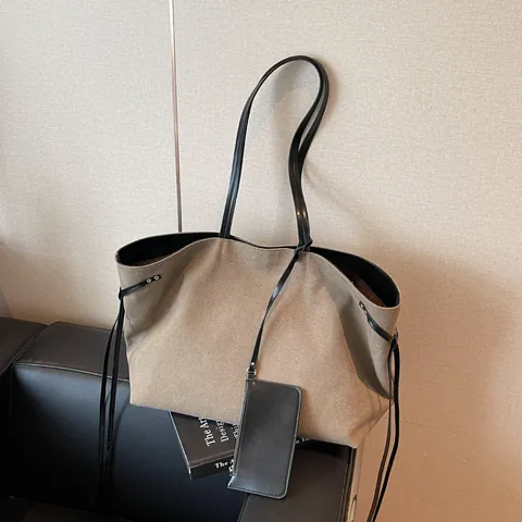 Dames Canvas Draagtas Grote Capaciteit Minimalistische Tas En Etui Schoudertas Met Binnenzak Casual Dagelijkse Shopping Handtas