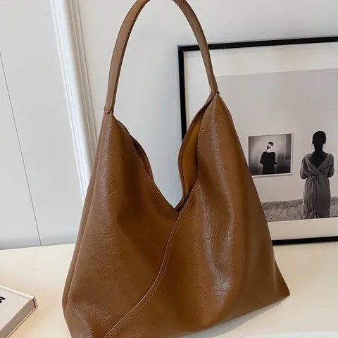 Borsa Tote da Donna in Pelle PU Retrò Grande Capacità Borsa a Spalla Sottoascellare Minimalista Borsa Hobo Vintage per Pendolarismo Quotidiano