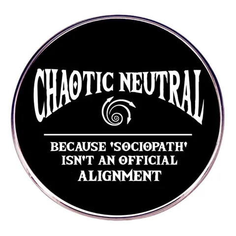 Chaotic Neutral RPG Gaming Alignment Round Metal Badge Enamel Pin Brooch For Clothes Backpack Accessories Fashion Jewelry