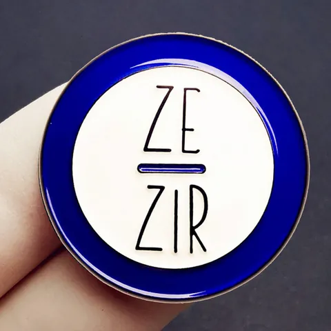 Round Enamel Pin Ze Zir Pronoun Badge Alloy Metal Brooch Minimalist Gender Identity Identity Accessory Jewelry Gift