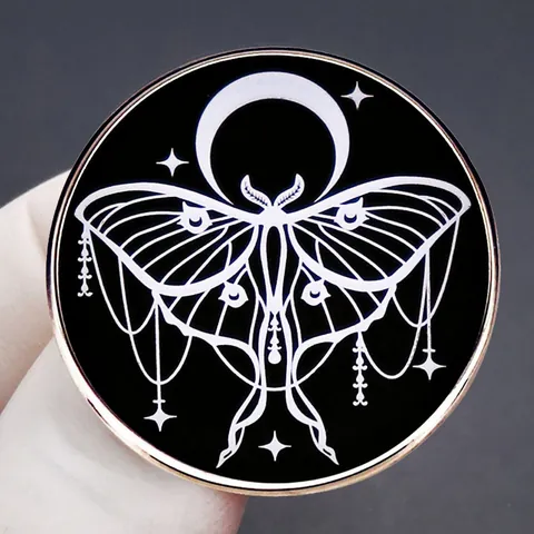 Γοτθικό Luna Moth Φάση Σελήνης Σμάλτο Καρφίτσα Μυστικιστικό Ουράνιο Πεταλούδα Καρφίτσα Κράμα Κοσμήματα Για Τσάντα