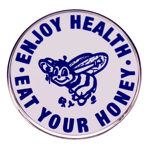 Spilla a Bottone in Lega Smaltata Ape Rotonda Enjoy Health Eat Your Honey Vintage Cartone Animato Distintivo per Vestiti Borse