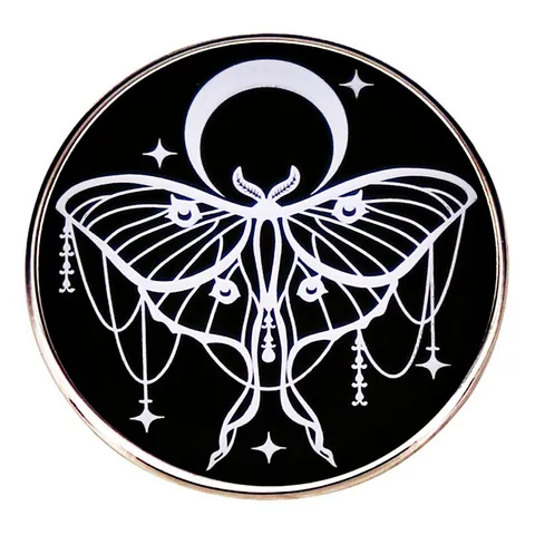 Γοτθικό Luna Moth Φάση Σελήνης Σμάλτο Καρφίτσα Μυστικιστικό Ουράνιο Πεταλούδα Καρφίτσα Κράμα Κοσμήματα Για Τσάντα