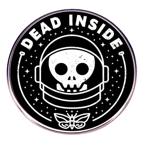 Spilla Dead Inside Lettera Astronaute Scheletro Punk Gotico Lega Smalto Distintivo Per Zaino Abbigliamento Accessorio