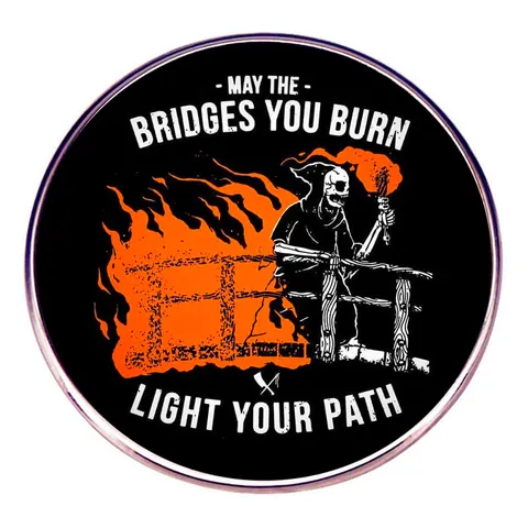 Pin de Esmalte Muerte May The Bridges You Burn Light Your Path Esqueleto Fuego Insignia de Esmalte Joyería Gótica Broche