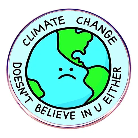 Funny Humanized Earth Climate Change Enamel Pin Round Alloy Brooch Environmental Protection Badge For Bags Lapel Backpack