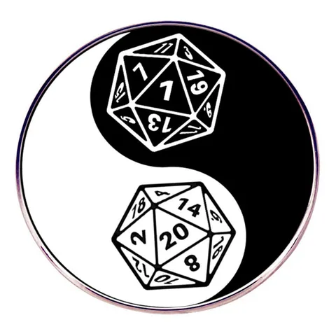 Dungeon Master Yin Yang D20 Würfel Emaille Brosche Runde Legierung Abzeichen Für Tabletop Game Fans Schmuck Pin Zubehör