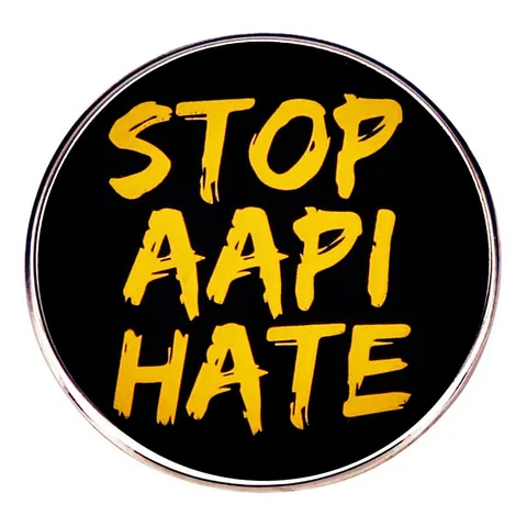 Stop Aapi Hate Emaille Pin Rund Metall Legierung Brosche Für Damen Herren Kleidung Zubehör Mode Abzeichen Sozialer Schmuck