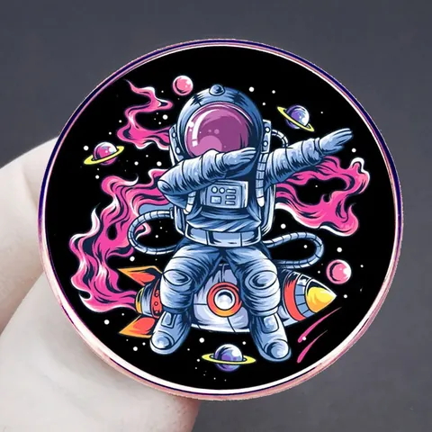 Cartoon Astronaut Rocket Dab Enamel Pin Brooch Alloy Universe Galaxy Badge For Clothes Backpack Accessories Unisex Jewelry Gift