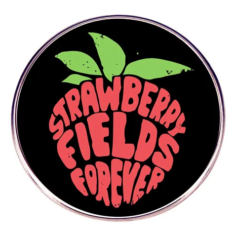 Spilla in Smalto Strawberry Fields Forever Rock Song Lyrics Pin Distintivo in Lega Rotondo Frutta Lapel Pin Per Zaino Gioielli
