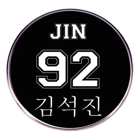 Round Alloy Brooch Badge Pin For K-pop Fans Merchandise Black White Letter Number Design Decorative Fashion Accessory
