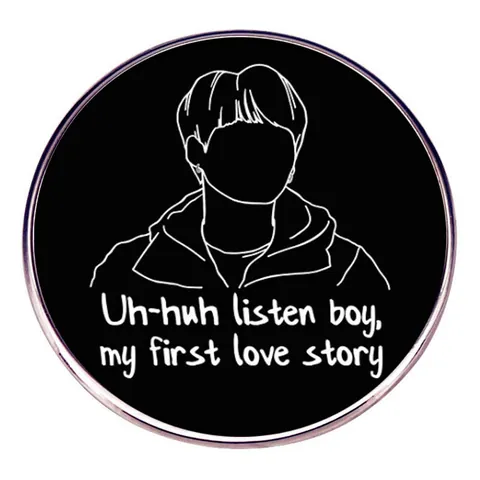 Modern Round Enamel Brooch My First Love Story Character Badge Alloy Pin For Fan Clothes Bag Backpack Hat Decoration Accessories