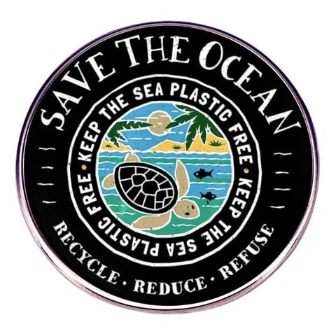 Broche en Émail Save The Ocean Tortue de Mer Vintage en Alliage Protection de la Vie Marine Badge de Revers Bijou Écologique Cadeau