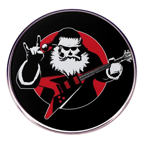 Rock Christmas Skull Brooch Punk Music Pin Metal Alloy Badge Santa Claus With Guitar Gothic Xmas Jewelry For Men Women