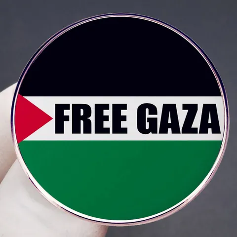 Broche Ronde en Métal Free Gaza Épinglette aux Couleurs du Drapeau Palestinien Badge Émaillé Accessoire Bijoux pour Hommes Femmes