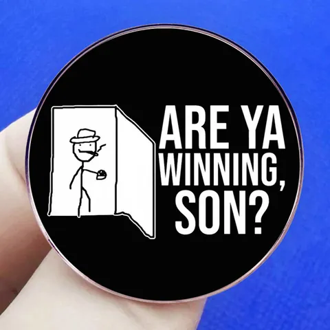 Funny Are Ya Winning Son Meme Pin Humorous Stickman Alloy Brooch Metal Badge For Clothes Backpack Decorative Jewelry Gift