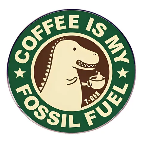 Kaffee Ist Mein Fossiler Brennstoff T-Rex Dinosaurier Emaille Pin Lustige Cartoon Brosche Legierung Abzeichen Für Taschen