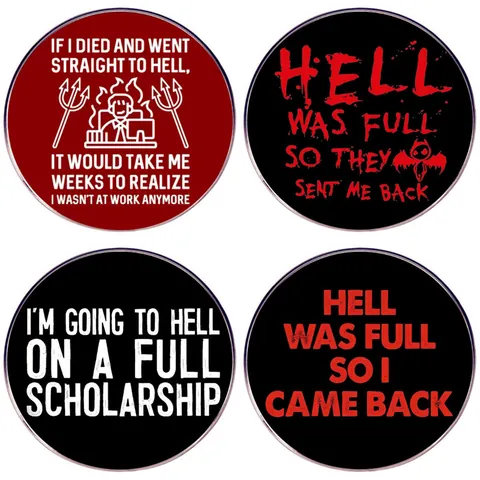 Humorvoll Englisch Slogan Legierung Brosche Anstecknadel Für Kleidung Rucksack Lustig Brief Drucken Rund Abzeichen Metall Schmuck Geschenk