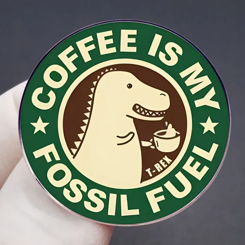 Kaffee Ist Mein Fossiler Brennstoff T-Rex Dinosaurier Emaille Pin Lustige Cartoon Brosche Legierung Abzeichen Für Taschen