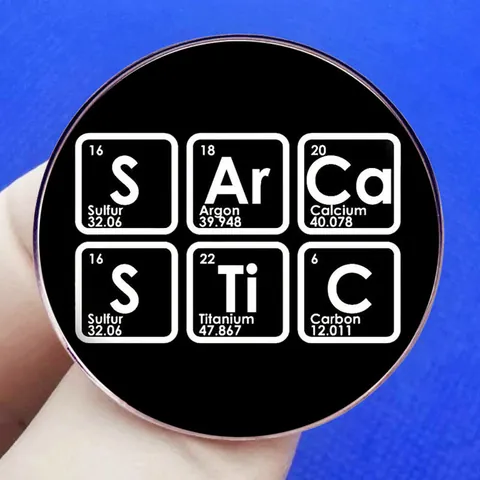 Broche Sarcastic Éléments du Tableau Périodique en Alliage Badge Noir Rond pour Décoration de Vêtements et Sacs