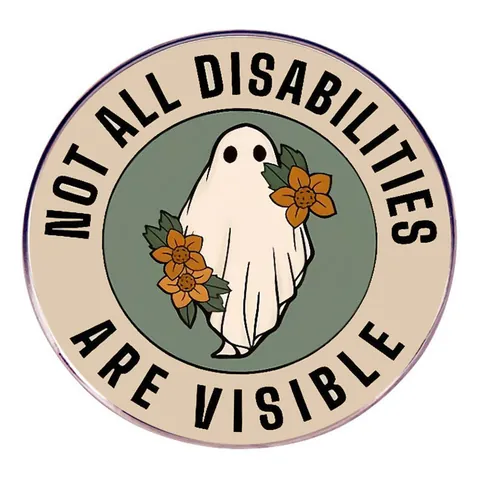 Cartoon Geest Bloemen Emaille Brosche Pin Not All Disabilities Are Visible Ronde Legering Badge Voor Kleding Accessoires
