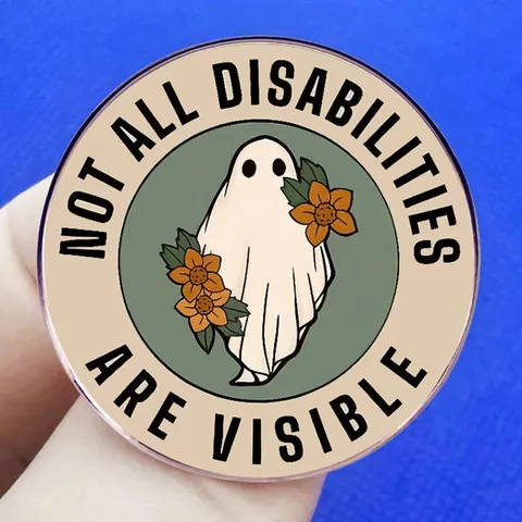 Cartoon Geest Bloemen Emaille Brosche Pin Not All Disabilities Are Visible Ronde Legering Badge Voor Kleding Accessoires