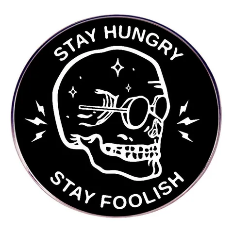 Stay Hungry Stay Foolish Emaille Pin Steve Jobs Citaat Ronde Legering Broche Badge Voor Kleding Rugzak Accessoires
