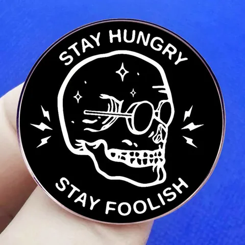 Stay Hungry Stay Foolish Emaille Pin Steve Jobs Citaat Ronde Legering Broche Badge Voor Kleding Rugzak Accessoires